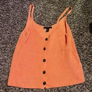 forever 21 bright pink button down tank top